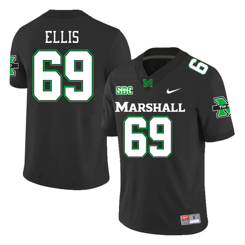 Marshall Thundering Herd #69 Peyton Ellis College Football Jerseys Stitched-Black Marshall Thundering Herd #69 Peyton Ellis College Football Jerseys Stitched-Black